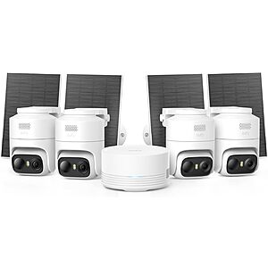 Prime Members: eufy Security eufyCam C37 4-Cam Kit with 360° AI Tracking with Pan and Tilt 2K Solar Cameras and HomeBase Mini $249.99 + Free Shipping