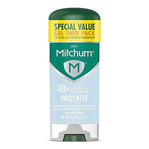 2-Pk 3.4-Oz Mitchum Triple Odor Protection Gel Antiperspirant & Deodorant $3.45 w/ S&S