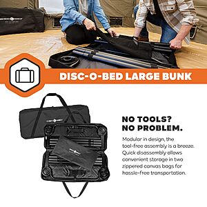 Disc-O-Bed Large Outdoor Convertible 2 Person Portable Camping Bunk Cots (Black) $279.99 + Free Shipping