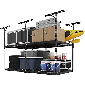Prime Members: 4'x8' FLEXIMOUNTS 2-Tier Overhead Garage Storage Rack w/ 1000 lbs Capacity $216.86 + Free Shipping
