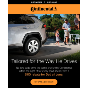Continental Tires $110-$200 Rebate- Expires 6/30/2026
