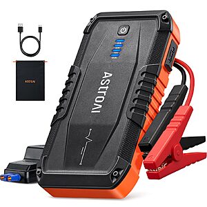 AstroAI S8 8000mAh 1500A 12V Car Battery Jump Starter $19.35