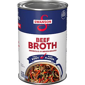 Select Accounts: 14.5-oz Swanson 100% Natural Beef Broth Can $0.96 w/ S&S + Free Shipping w/ Prime or on $35+