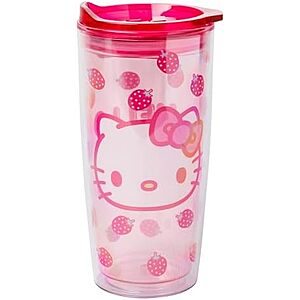 Prime Members: Silver Buffalo Sanrio Hello Kitty Strawberry 20-Ounce Double Wall Travel Tumbler w/ Slide Close Lid $5.99 + Free Shipping