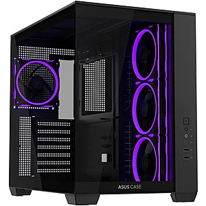ASUS A32 PLUS ATX gaming PC case, support 360mm radiators and 420mm graphics cards, dual-chamber chassis, 4x ARGB fans $89.99