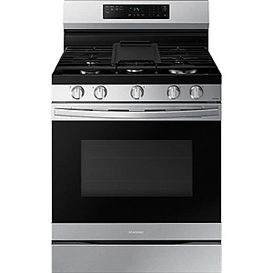 Samsung - 30 in. Wide 5 Burner 6.0 cu. ft. Freestanding Gas Range with No-Preheat Air Fry & Convection - Stainless Steel $749.99 Bestbuy.com