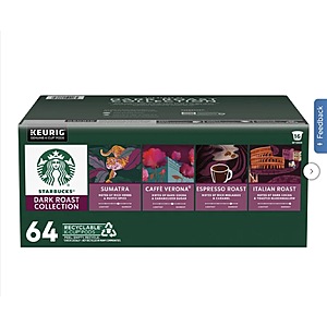 Starbucks Dark Roasts Variety Pack K-Cup Pod, 64-count $37.99 + $2.99 Shipping Costco.com