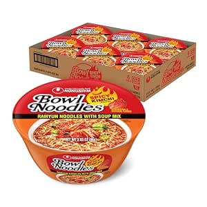 Nongshim Ramen Noodles, Gourmet Instant Ramen bowl, Premium Microwavable Noodle Soup, Kimchi, 3.03 Ounce (Pack of 6)~$5.70 With S&S @ Amazon