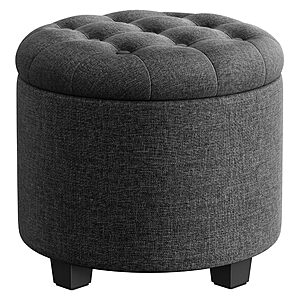SONGMICS 17.7" Round Storage Ottoman w/ Legs (Dark Gray) $39.58 + Free Shipping