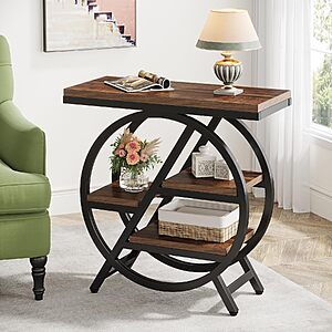 Tribesigns End Table for Living Room, 3-Tier Narrow Side Table with Storage, Rustic Brown - $49.98