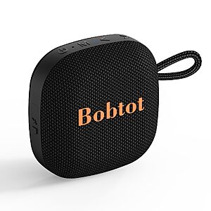 Bobtot Portable Bluetooth Speakers, Wireless IPX7 Waterproof Mini Speaker with 16H Playtime, Loud Stereo Sound, TWS, Built-in Microphone, Small Size with Lanyard, Black $10.99