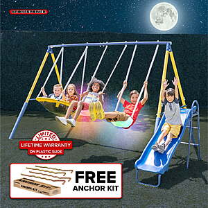 Walmart+ Members: Sportspower Starlight Metal Swing Set w/ 2 LED Swings, Saucer Swing & 5' Slide $159.00 + Free Shipping