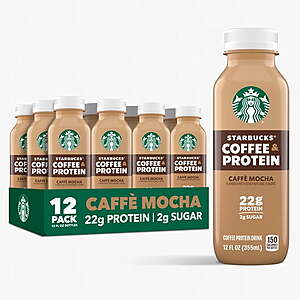 12-Pack 12 fl oz Starbucks Coffee & Protein Classic Mocha High Protein Iced Coffee $27.57 + Free Shipping w/ Walmart+ or on $35+
