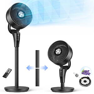 $67.99: DREO Pedestal Fans for Home, 20dB Ultra Quiet, 2-in-1 Table Floor Fan, 90° Oscillation, 105° Tilt, Remote