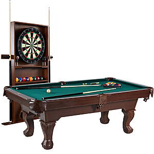 7.5 ft Billiard Pool Table Set with Cue Rack & Dartboard