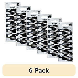 Equate Black Hair Snap Clips, 72-Pack (6 x 12-Count)