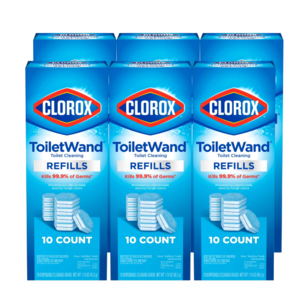 $19.34 - (6x - 10-pack, 60 total) Clorox ToiletWand Disinfecting Brush Refills, Toilet Bowl Cleaner Disposable Wand Heads