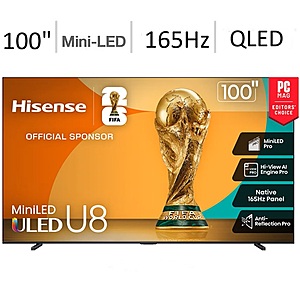 Hisense 100" U8QG Series 165Hz 4K Mini-LED QLED Smart TV (2025) @ BrandsMart via Best Buy $2220.27
