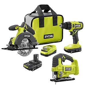 RYOBI ONE+ 18V 2-Tool Combo Kit w/ Jig Saw & 2 Batteries
