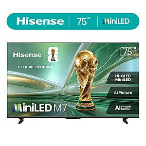 Hisense 75" M7 Series Mini-LED QLED 4K UHD Google Smart TV (2026 Model) $548.00 + Free Shipping w/ Walmart+ or on $35+
