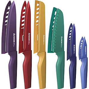 Astercook 6 Piece Color-Coded Kitchen Knife Set(Black/Colorful) $13.99 + Free S&H w/ Walmart+ or $35+