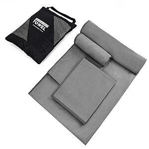 Vnoss 3‑Piece Quick Dry Microfiber Sports Towel Set (Gray)