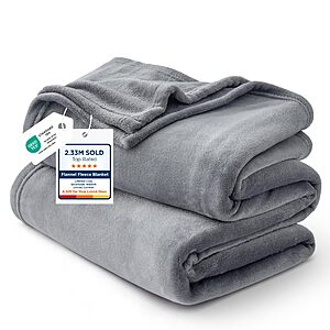 Prime Members: Bedsure GentleSoft Flannel Fleece Bed Blanket (Queen, 90" X 90", Grey) $9.99 + Free Shipping
