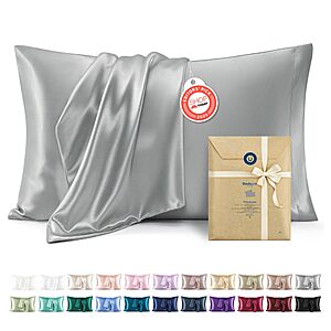 Bedsure Satin Pillowcases Queen 2-Pack (20x30) Silver Grey