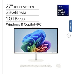 HP OmniStudio 27" Touchscreen All‑in‑One Desktop - Intel Core Ultra 7 Series 3 Processor - Copilot+ PC - FHD 32GB Memory - 1TB SSD Windows 11 $1699.99 + $14.99 shipping Costco.com