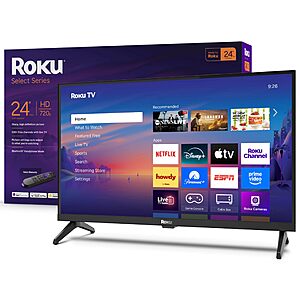 $79.99: Roku Smart TV 24-Inch Select Series, 720p HD Roku TV with Voice Remote, Flat Screen LED Television with Wi-Fi