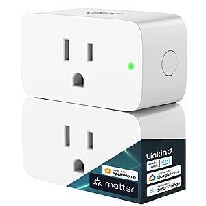 Prime: 2-Pack Linkind Matter Smart Plug (15A/1800W Max) $9.99 + Free Shipping w/ Prime or on $35+
