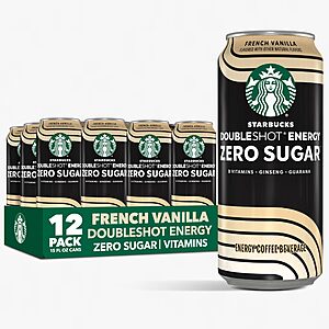 12-Pack 15-Ounce Starbucks Doubleshot Zero Sugar Coffee Energy Drink (French Vanilla) $23.37 w/ S&S + Free Shipping w/ Prime or on $35+