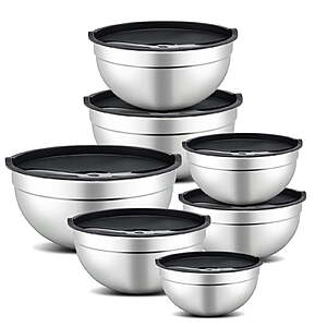 7-Piece Mirdinner Mixing Nesting Stainless Steel Bowls Set w/ Lids (Black) $17.99 + Free S&H w/ Walmart+ or $35+