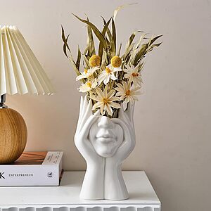Ceramic Face Vase, 3.5" W x 7" H Modern Decorative Vase Centerpiece - Free Shipping w/Amazon Prime or Orders Over $35 - $8.99