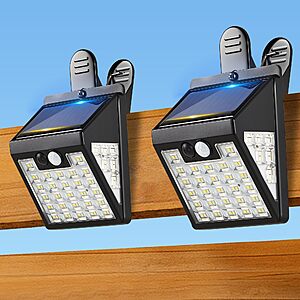 2-Count Thumok Clip-On Motion Sensor Outdoor Solar Lights (72 LEDs, 600LM, Black) $12.99 ($6.50 each) + Free Shipping w/ Prime or on $35+