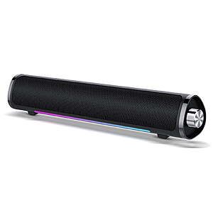 Bluetooth Computer Speakers, 3.5mm PC Sound Bar, Deep Bass, Colorful LED Lights with Switch Button $14.99