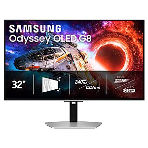 Samsung 32" Odyssey OLED G8 (G80SH) Gaming Monitor - QD-OLED, 4K Resolution, 240Hz, 3 Year Warranty, LS32HG802SNXZA $999.99
