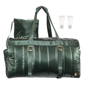 Joan & David 22" Quilted Metallic Duffel Bag with Toiletry Bottles and Zippered Pouches (Black or Emerald) $29.99 + Free Shipping
