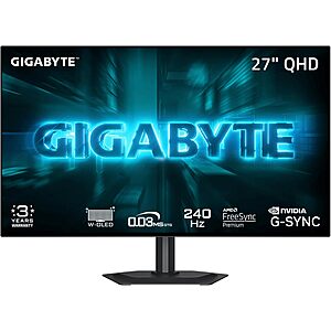 Prime Members: 27" GIGABYTE 2560x1440 QHD 240Hz W-OLED 0.03ms Gaming Monitor (GO27Q24G) $350 + Free Shipping