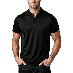 BKMBKM Men's Quick Dry Moisture Wicking Slim Fit Polo Shirt (Black) $6.99 + Free Shipping w/ Prime or on $35+