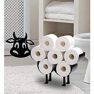 Black Cow Toilet Paper Storage,  Metal Toilet Paper Organizer Holds Extra 8 Rolls - Free Shipping w/Amazon Prime or Orders Over $35 - $15.49