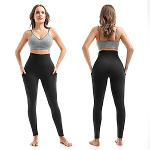 SINOPHANT High Waisted Leggings with Pockets Women, Full Length Capri Buttery Soft Stretchy Yoga Pants(Full Black,3XL) $4.99
