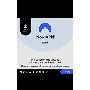 1-Year NordVPN Basic Premium VPN Service (10 Devices/Digital Download)