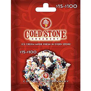 $50 Cold Stone Creamery VAR Physical Gift Card - $40