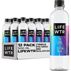 [S&S] $10.96: LIFEWTR Premium Purified Water pH Balanced with Electrolytes, 16.9 Fl Oz 500ml, Pack of 12