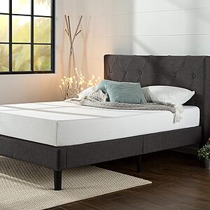 [Prime] Zinus Shalini Upholstered Platform Bed Frame w/ Wood Slat Support (Queen, Dark Grey) $99.00 + Free Shipping