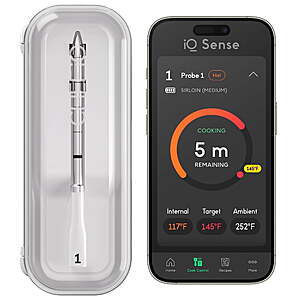 iQ Sense by CHEF iQ Smart Wireless Thermometer, WiFi Unlimited Range, 5 Sensors, Ultra-Thin Probe - Gen 3, $69, FS, Walmart