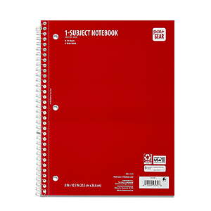 $0.35: Pen+Gear Wide Rule 1 Subject Notebook, 8" x 10.5", Red, 70 Sheets