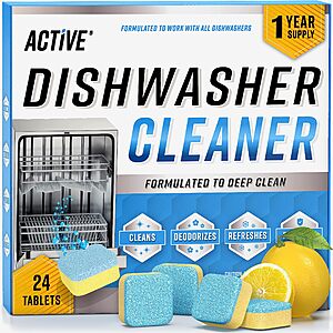 Amazon ~ Active Dishwasher Cleaner Tabs 24 pack $11.96 w/35% off SS (rated 4.5 ☆)