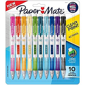 [SnS] $9.50 | Paper Mate Clearpoint Mechanical Pencils, 0.7mm HB #2 Pencil Lead, 2 Pencils, Assorted Fashion Barrel Colors, 10 Count at Amazon